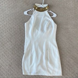 Design lab ivory mini dress bronze beads